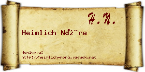 Heimlich Nóra névjegykártya